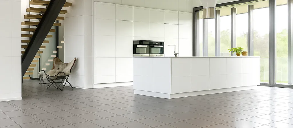 Modern epoxy floor in contemporary interior